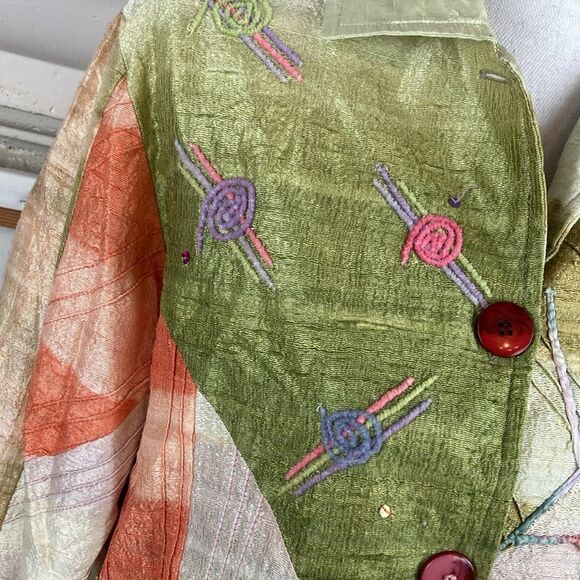 Parsley & Sage silk boho avant garde charming mixed media lined jacket VTG - Picture 5 of 10